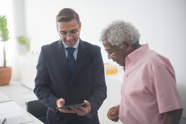 Property Manager speaking with a tenant 